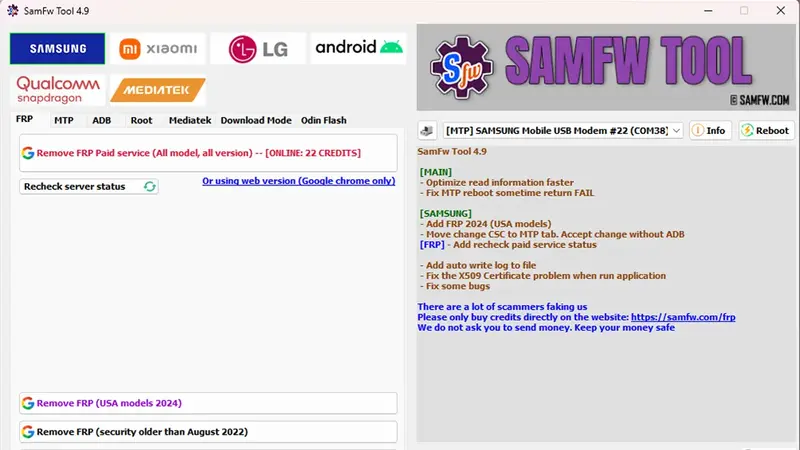 SamFw Tool v4.9 Archive: Features and Compatibility Limits