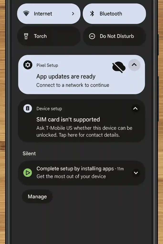 Google Pixel carrier unlock showing network restrictions removal via USB/ADB method